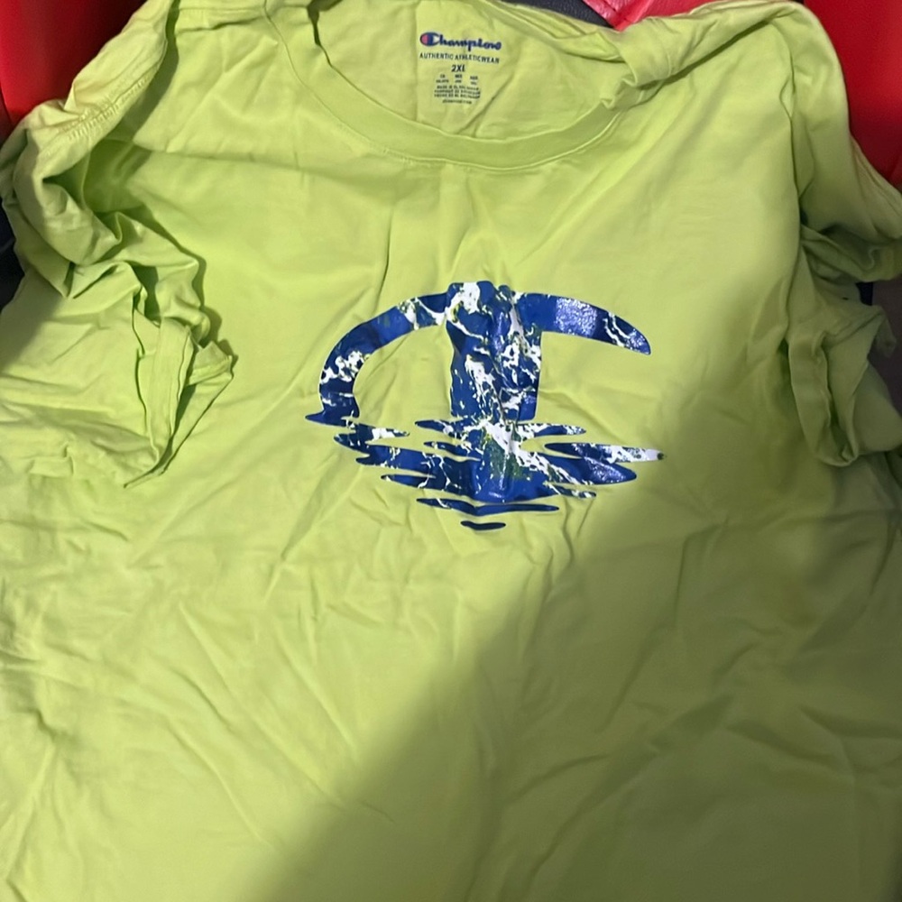 Lime green men’s champion shirt size 2xl